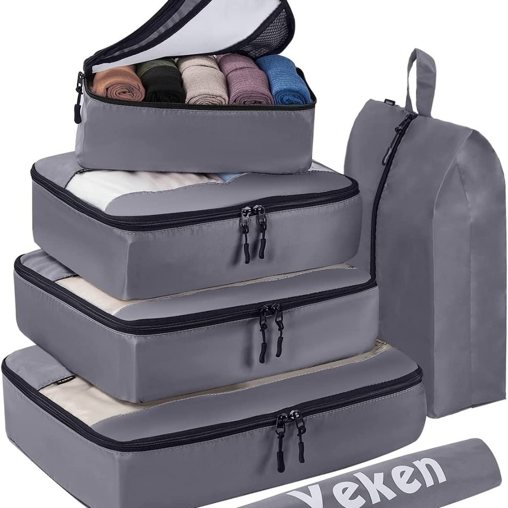 New  6 Set Packing Cubes, Travel Luggage Organizers with Laundry Bag & Shoe Bag - Picture 3 of 14